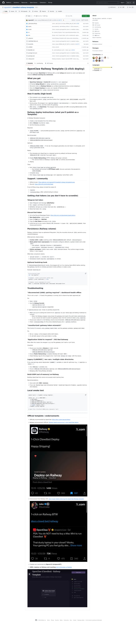 Docker 模板 GitHub 仓库页面